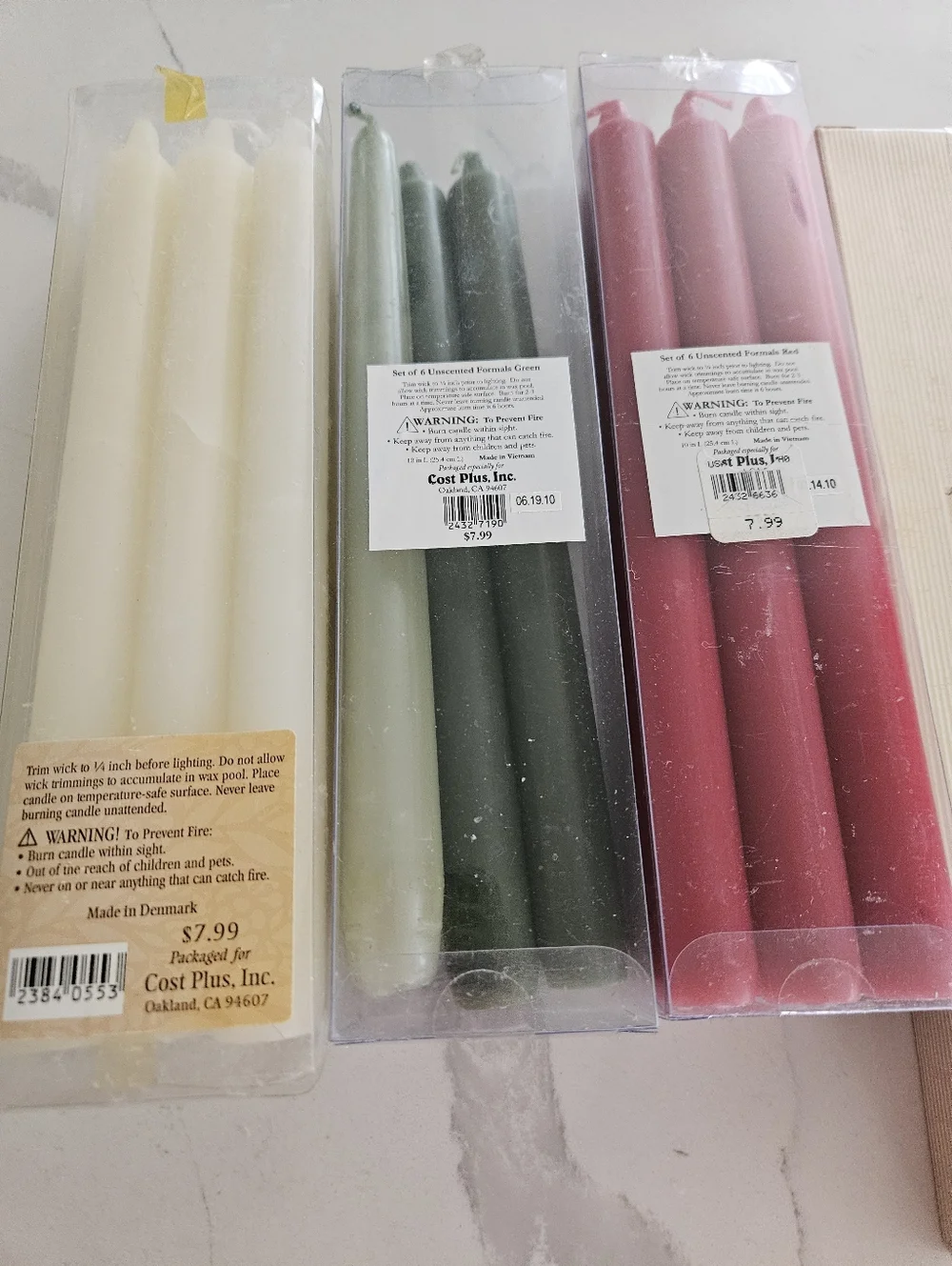 Eddie Bauer Cost Plus World Market Taper Candle Set - Red, Green, Ivory
